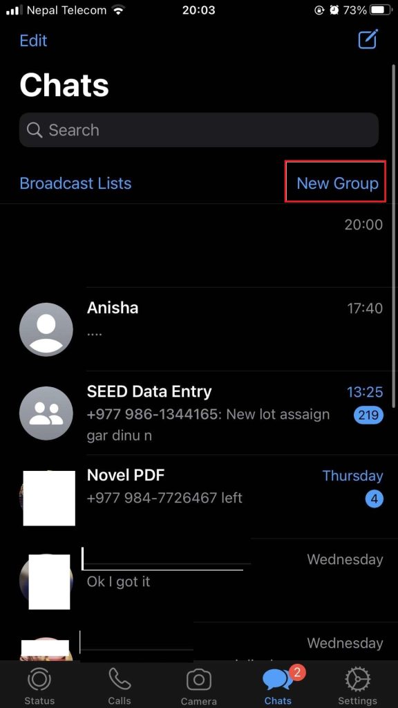 Nuevo icono de grupo para crear un grupo en WhatsApp