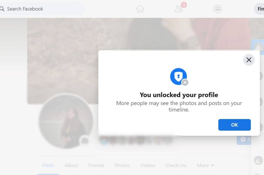 Perfil desbloqueado desde la computadora