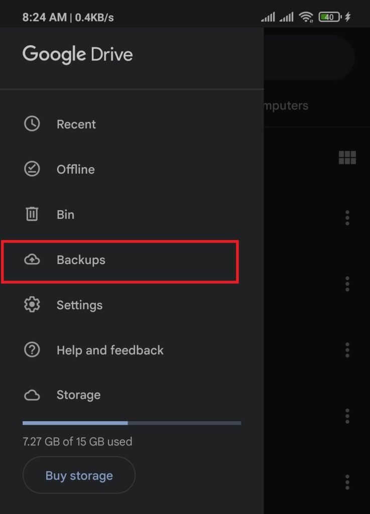 Copia de seguridad de Google Drive