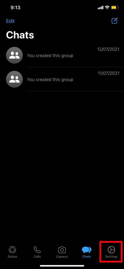 página de inicio de Whatsapp