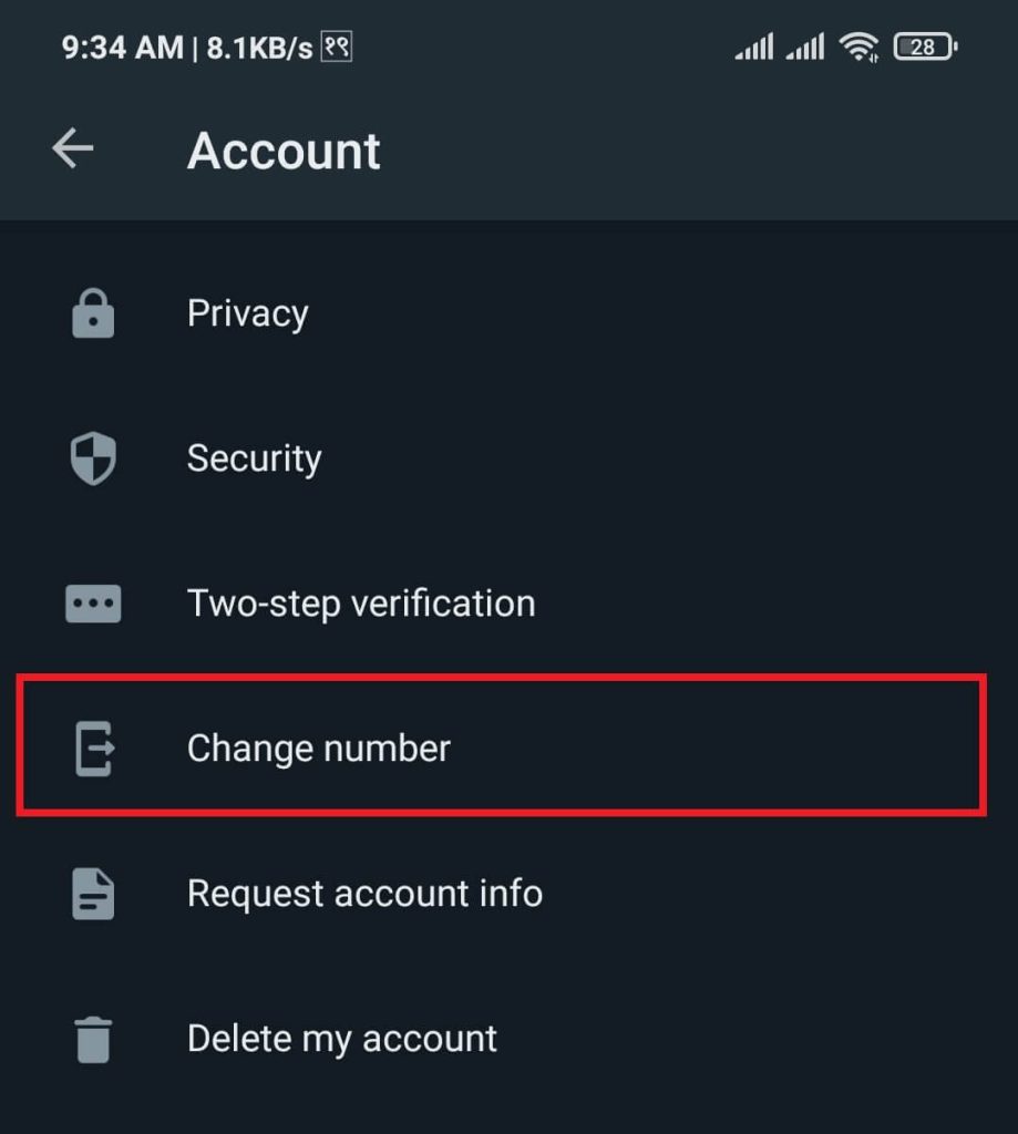 Cambiar función de número en WhatsApp