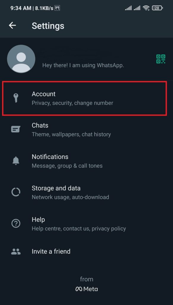 Elección de cuentas en WhatsApp