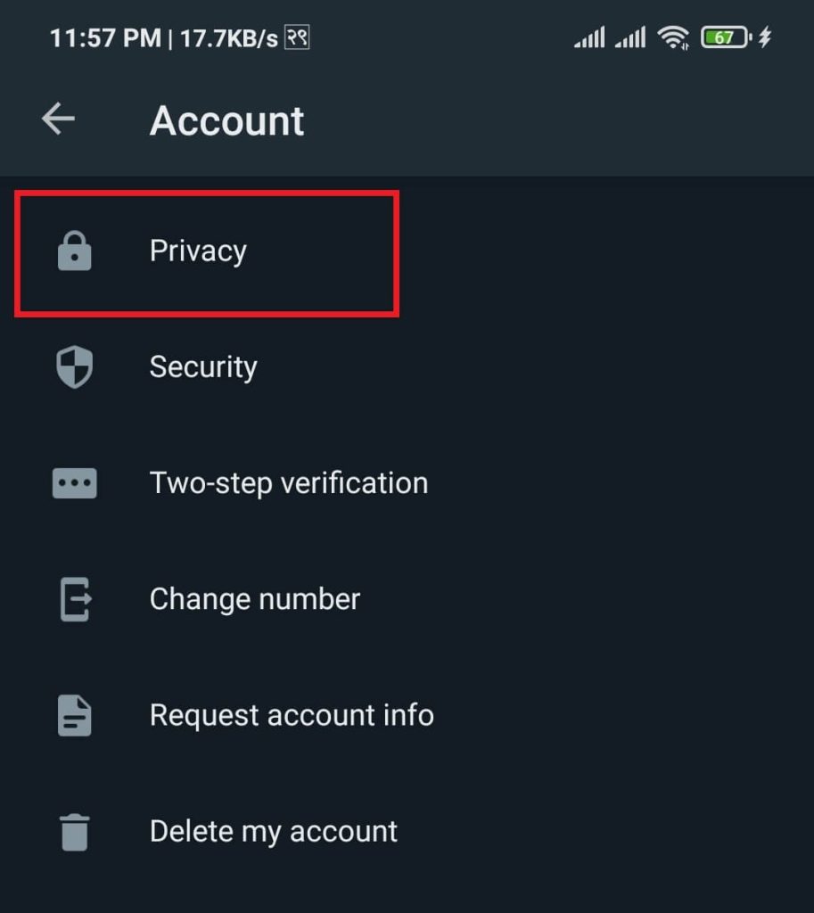 Privacidad de la cuenta