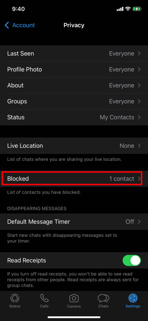 Ver número bloqueado en iOS