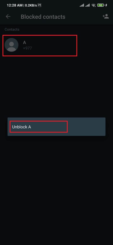 Desbloquear contactos de WhatsApp en Android