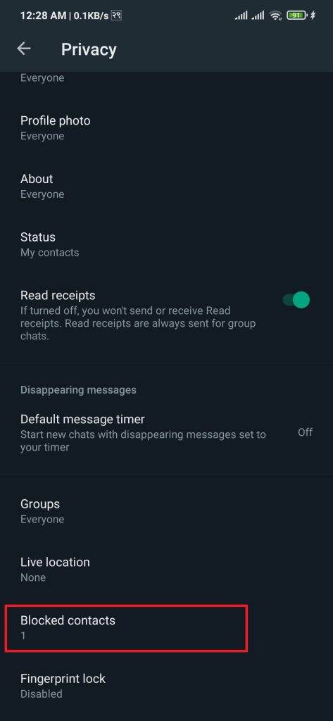 Mostrar contacto bloqueado en Android 