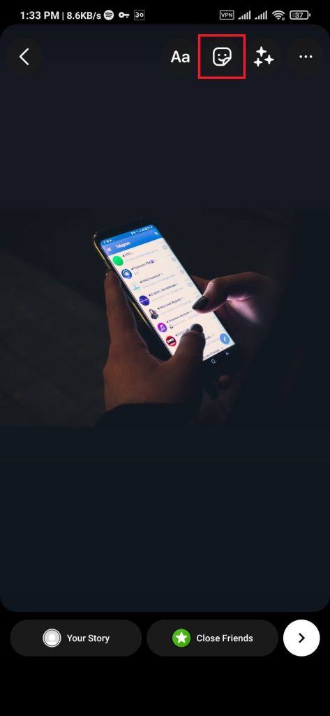 Icono de pegatina en Instagram