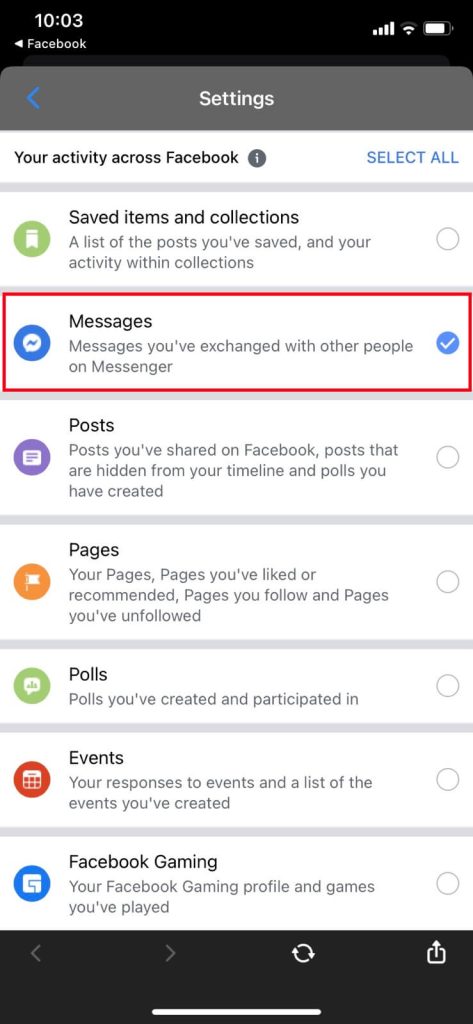 Seleccione Messengers en messenger