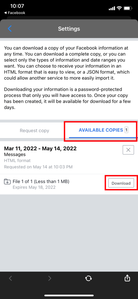 Descargar mensajes no enviados en el navegador