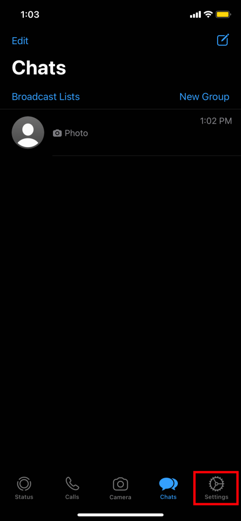 página de inicio de Whatsapp