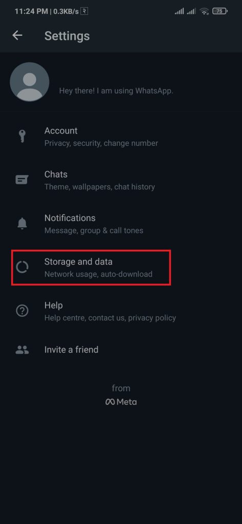 Almacenamiento y datos en WhatsApp Android