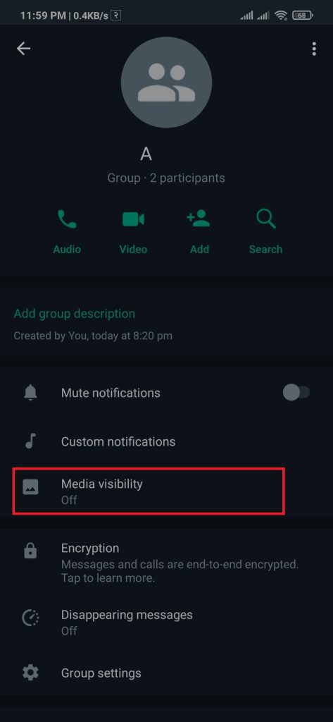 Opción de visibilidad de Fotos de WhatsApp