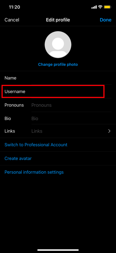 Cambiar nombre de usuario en Instagram