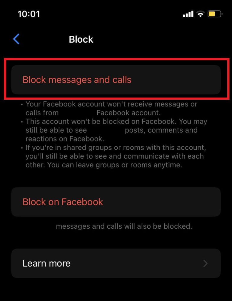 bloquear mensajes y llamadas 