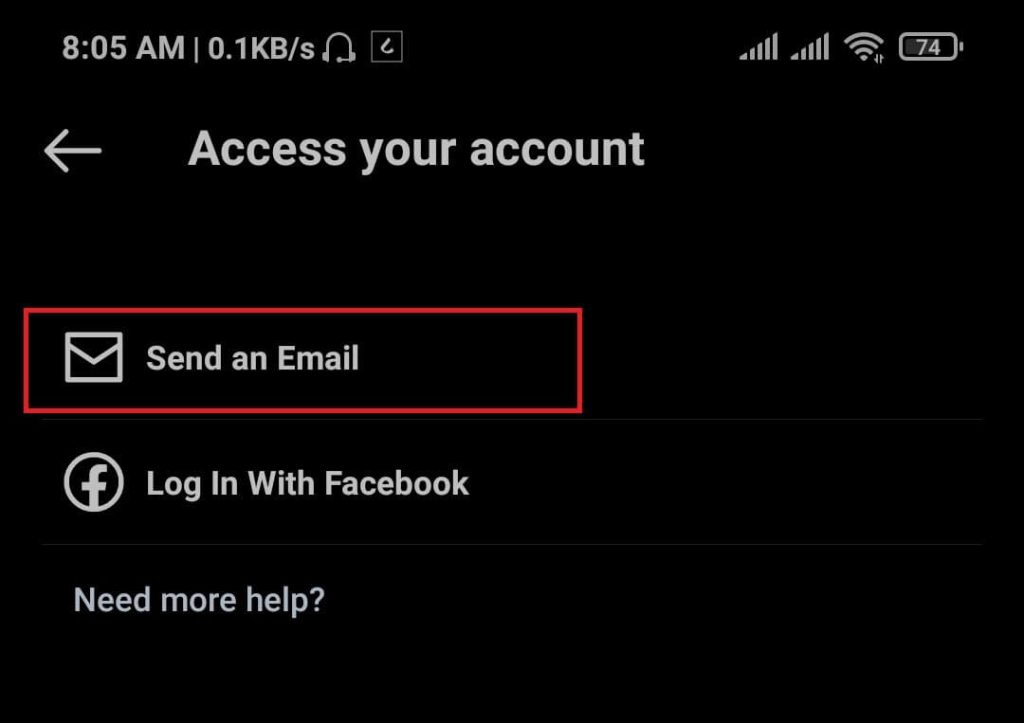 Enlaces de recuperación de correo electrónico para cambiar la contraseña de Instagram