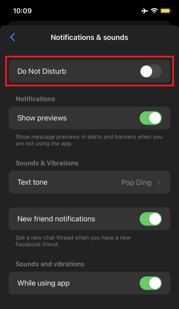 Desactivar el sonido de Facebook Messenger en iOS