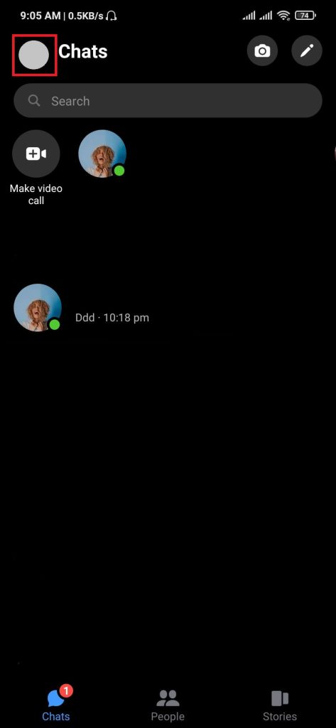 Página de inicio de Facebook Messenger