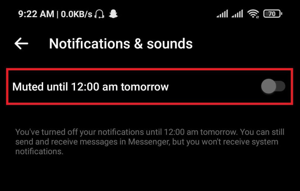 Silenciar los sonidos de notificación en Messenger