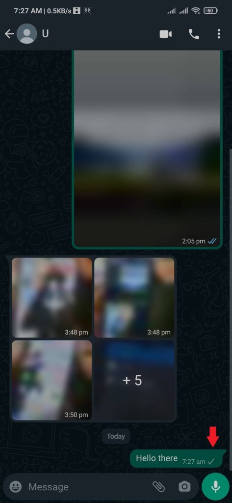 El mensaje fue entregado a alguien en WhatsApp