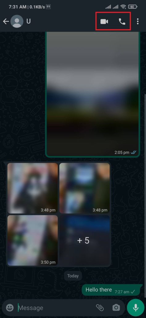 Icono de llamada en WhatsApp