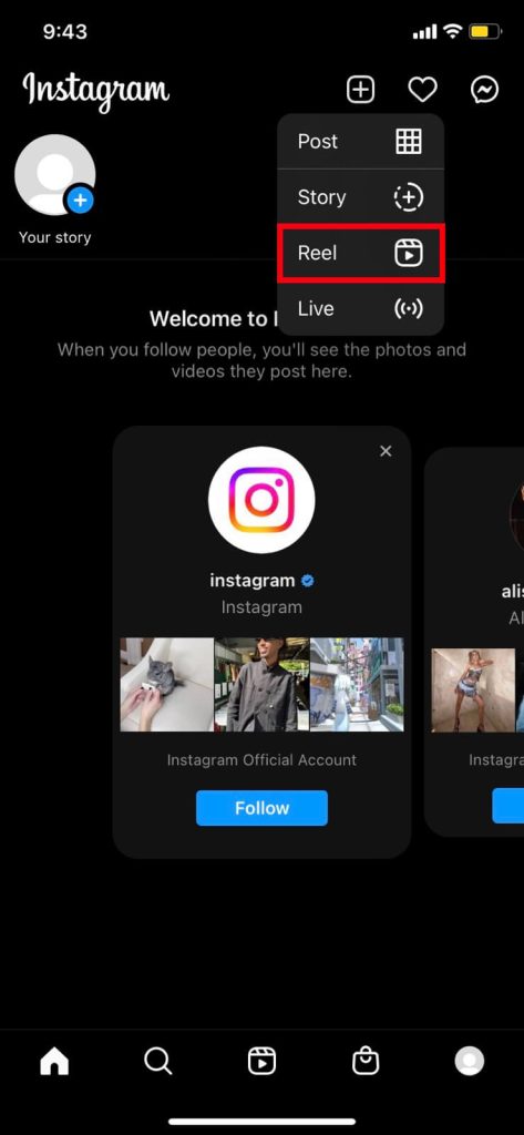 Agregar un carrete de música a Instagram