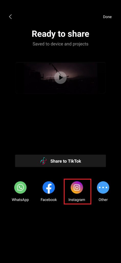 Opción para compartir en Instagram