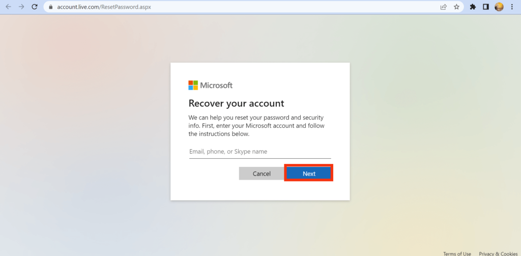 Cambio de contraseña de microsoft 