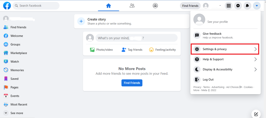 Configuración y privacidad del sitio web de Facebook
