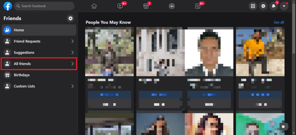 lista de amigos de facebook