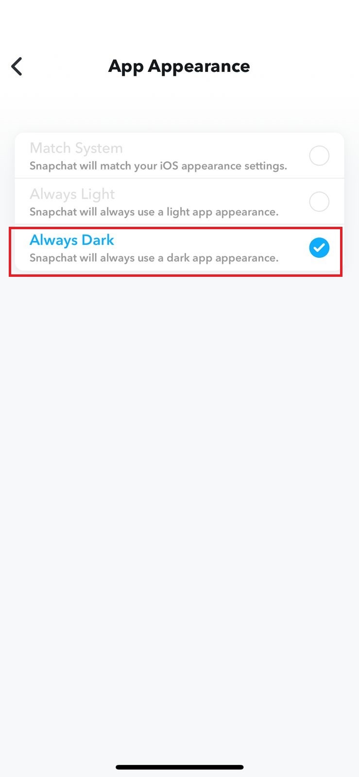  activar el modo oscuro en Snapchat en IOS