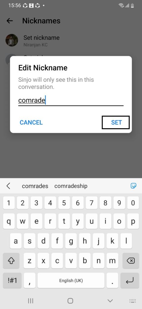 Edite un apodo y escriba el nombre que desea usar en Facebook Messenger 