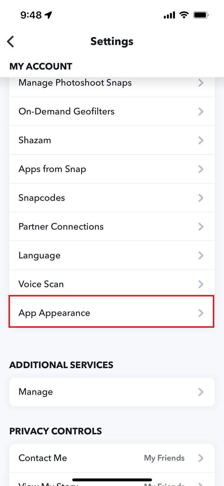  activar el modo oscuro en Snapchat en IOS