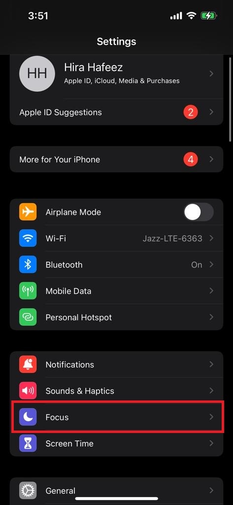 Compruebe la configuración del modo de enfoque