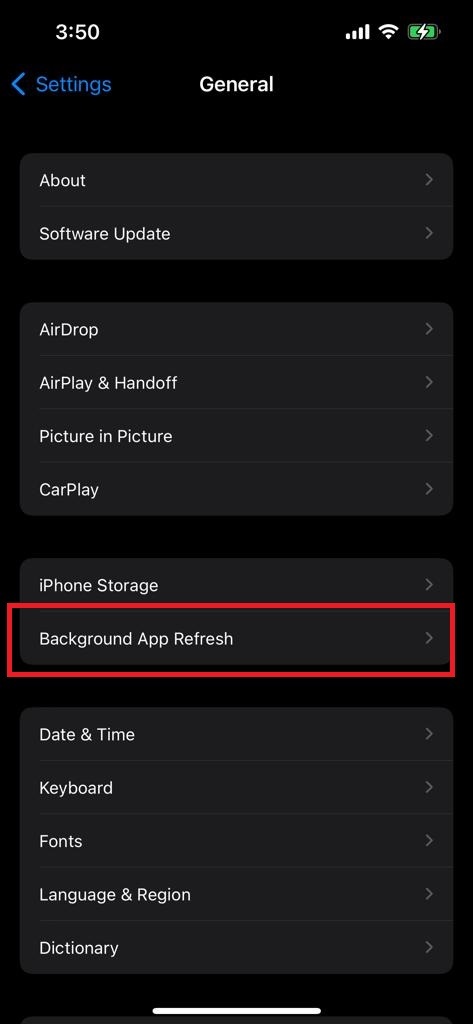Permita que la aplicación de fondo de Snapchat se actualice