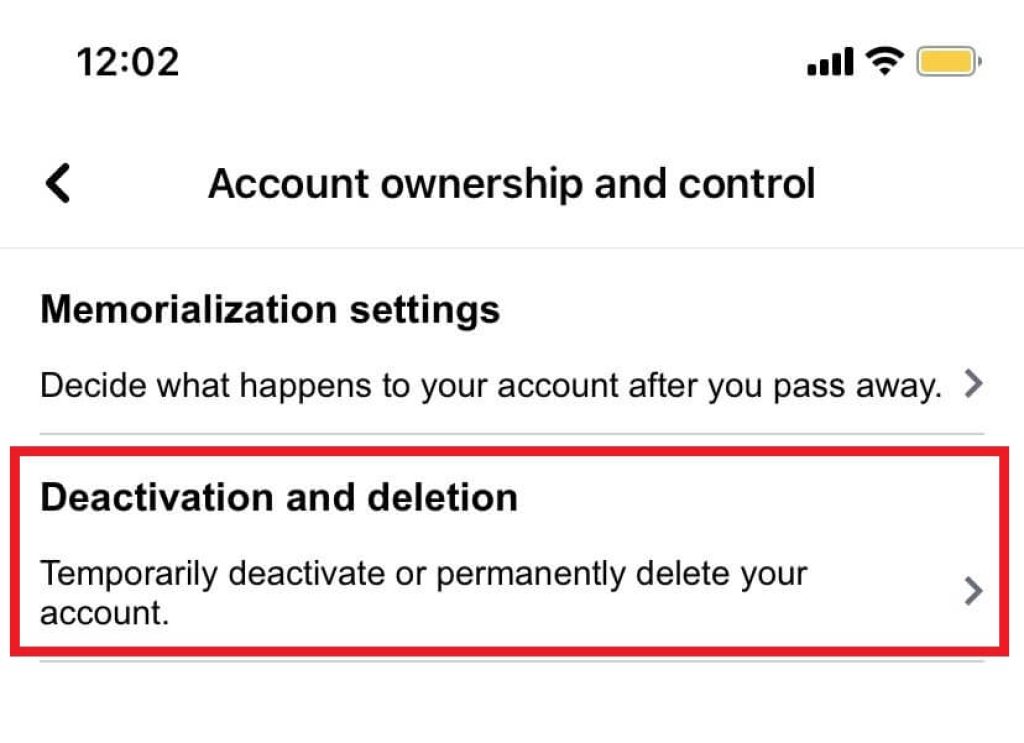 Acceso al Control de Desactivación Cuenta