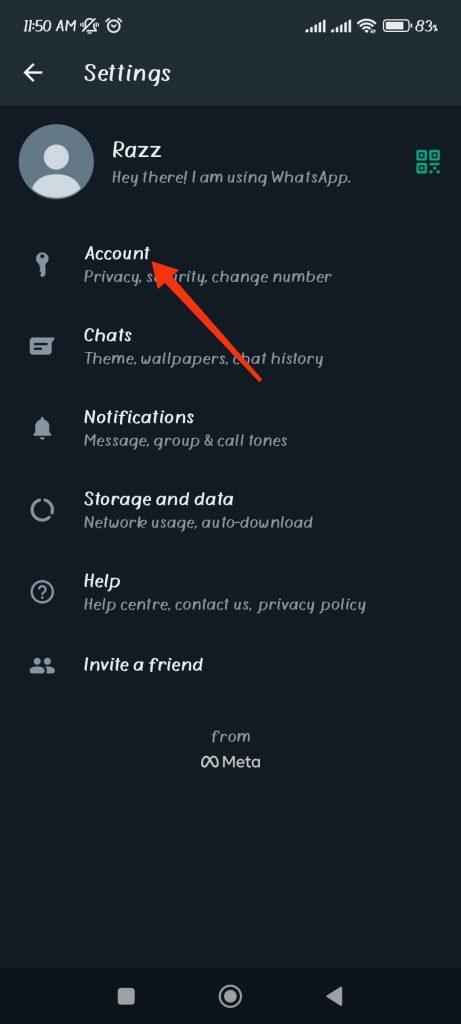 Configuración de la cuenta de Whatsapp