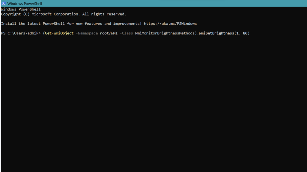 Cambiar el brillo de la pantalla usando PowerShell