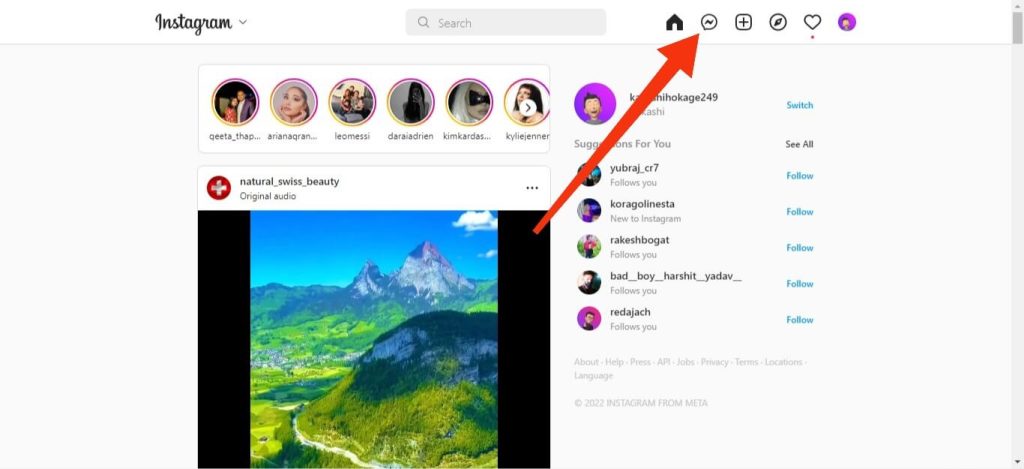 icono de mensaje de Instagram