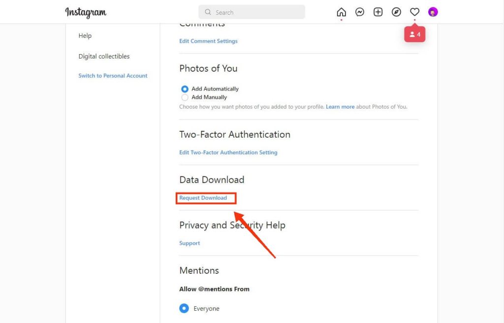 descargar copia de seguridad de instagram 