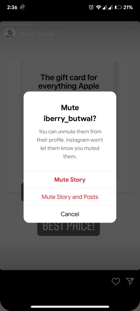 Silencia fácilmente las historias de Instagram de alguien en la aplicación móvil