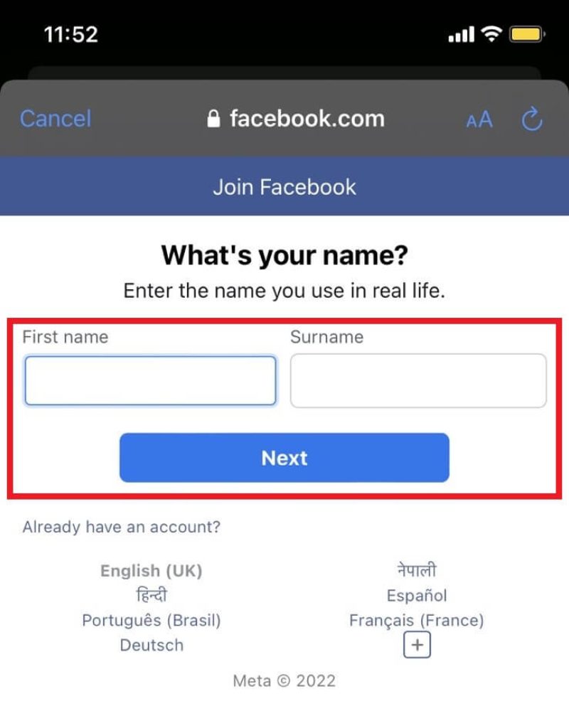 Introduciendo nombre 