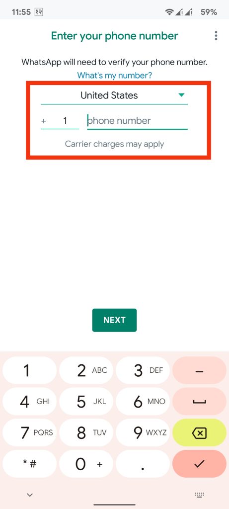 Número de teléfono entre whatsapp