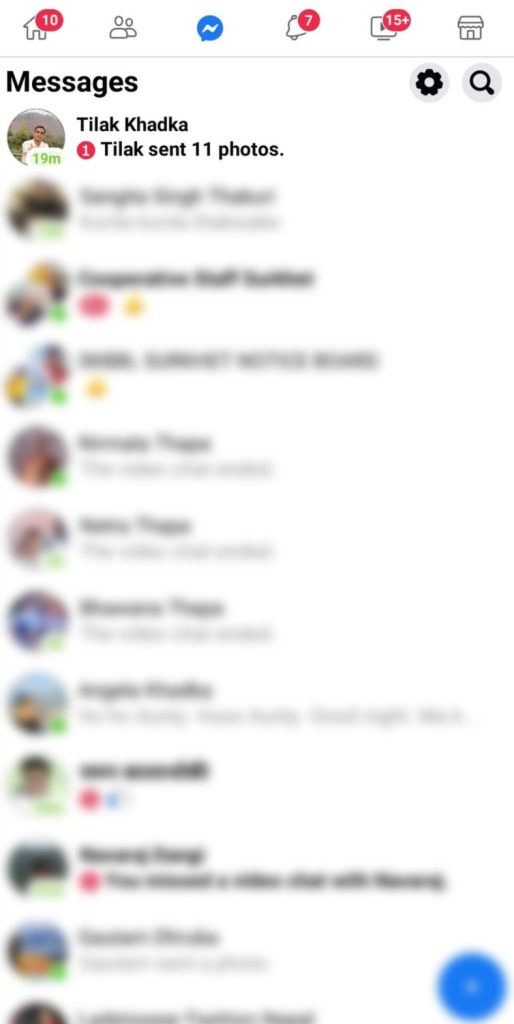 Hacer mensajes no leídos en FB lite