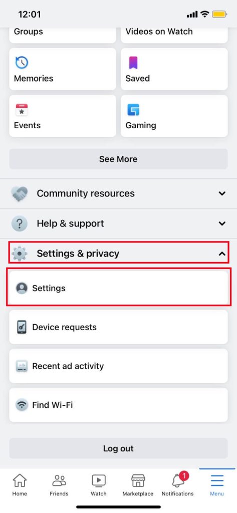 Configuración de la cuenta de Facebook