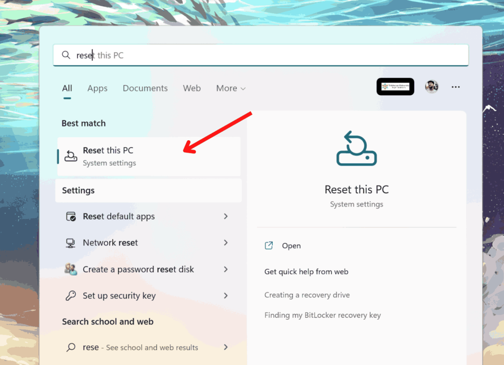 Restablecimiento de fábrica de PC con Windows 11