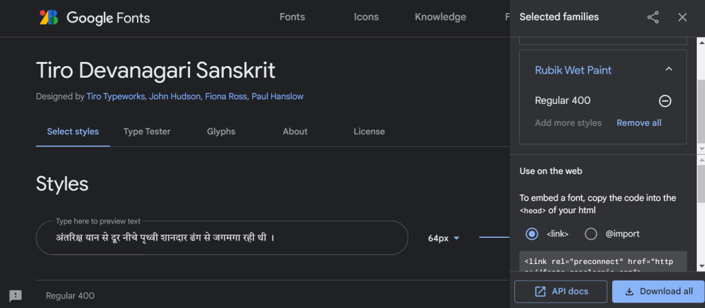 Google Fonts, una biblioteca de fuentes que admite fuentes hindi