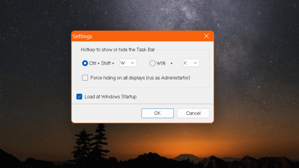 Ocultar la barra de tareas en Windows 11 usando Ocultar barra de tareas