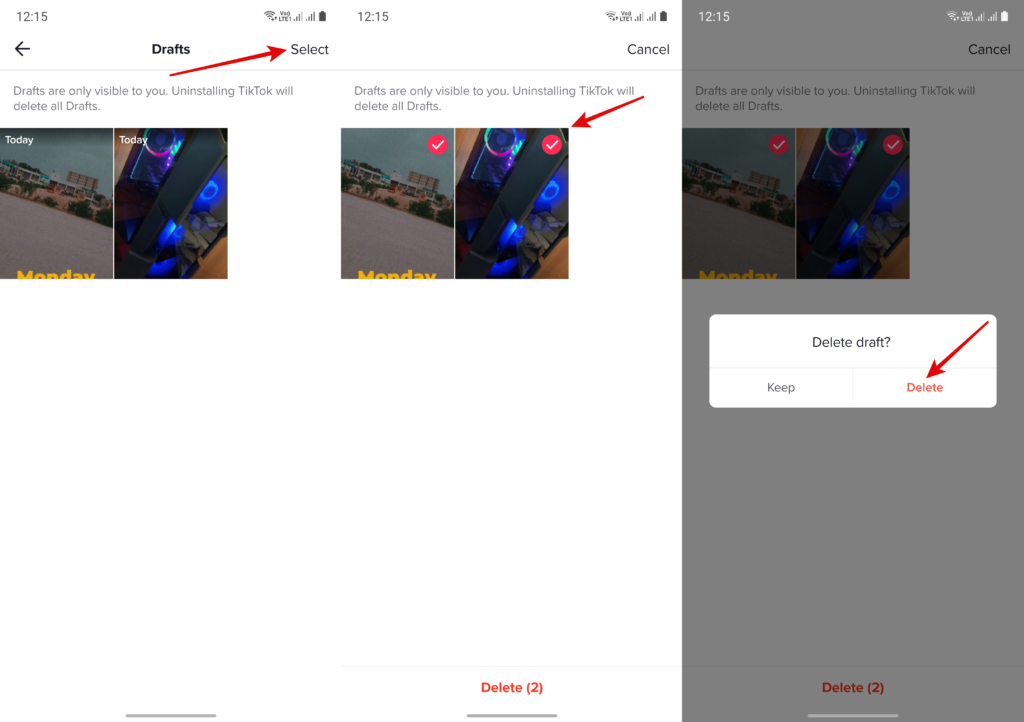 ¿Cómo eliminar el video de varios borradores?