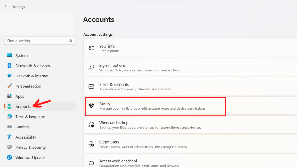     Cambiar administrador en Windows 11 usando la aplicación de configuración de Windows