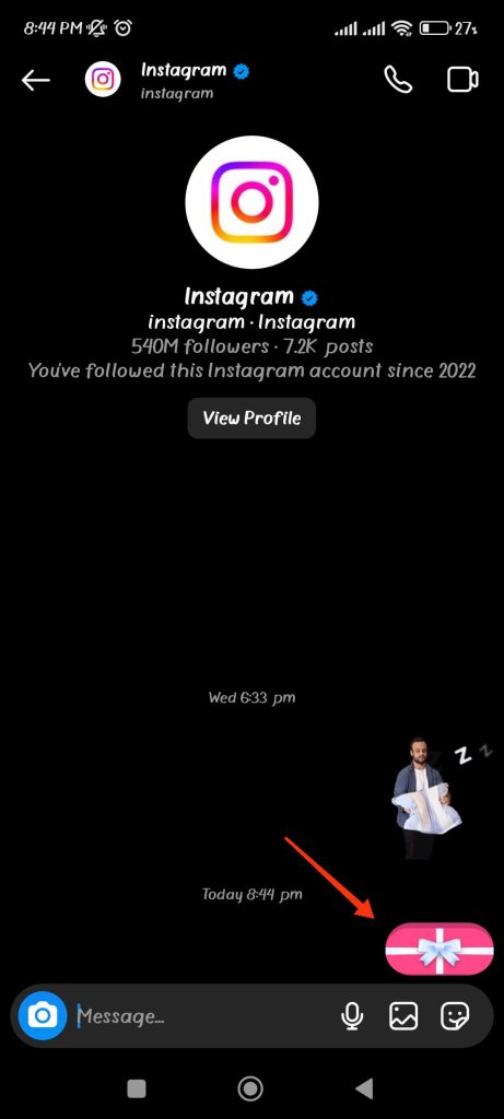 enviar un mensaje de regalo de instagram